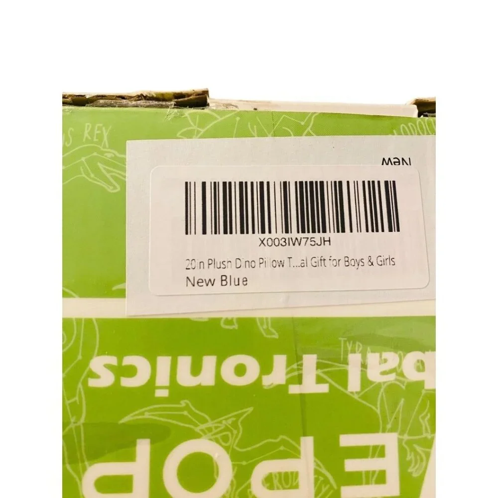 WePop 20 in Dino Pillow Blue New in Box 100% Cotton